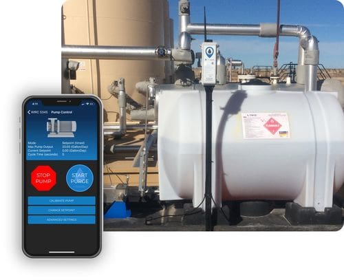 oilfield chemical pump controller with remote control on a mobile app